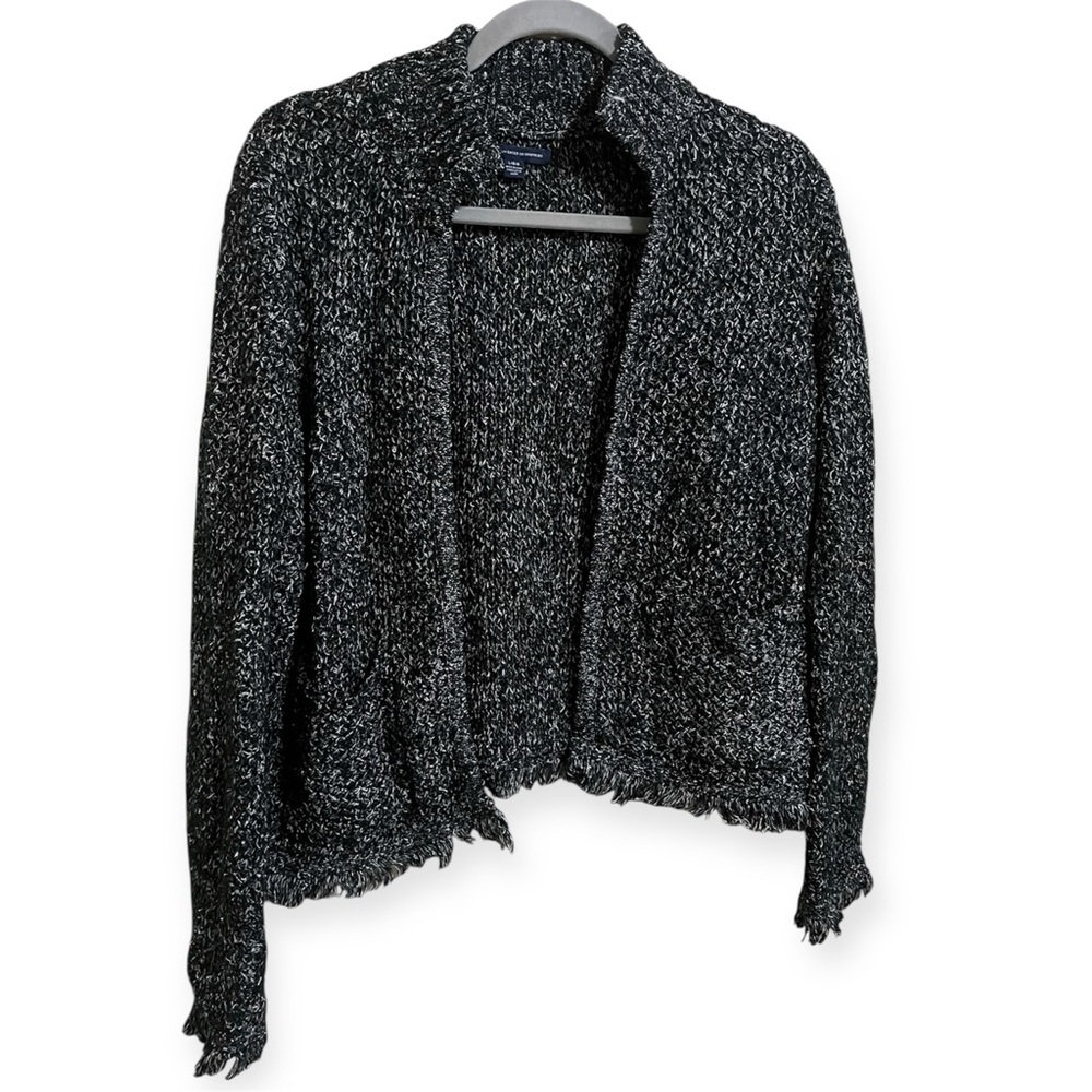 American Eagle Black Chunky Knit Pocket Sweater Cardigan Size Large